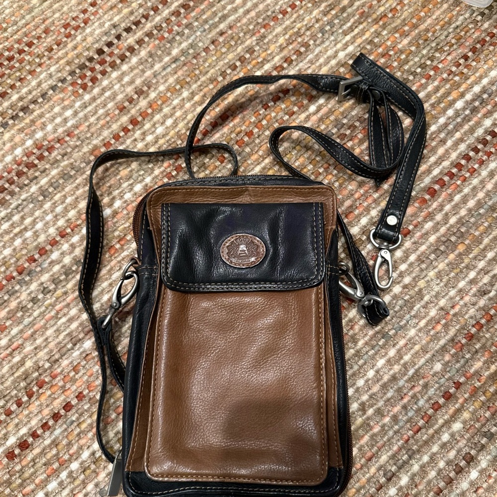 Brown and Black Leather Crossbody Bag